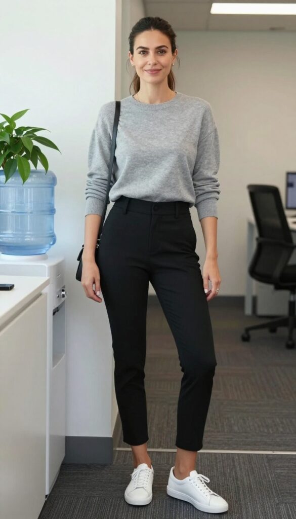 3. The Stretchy Trousers and Knit Top