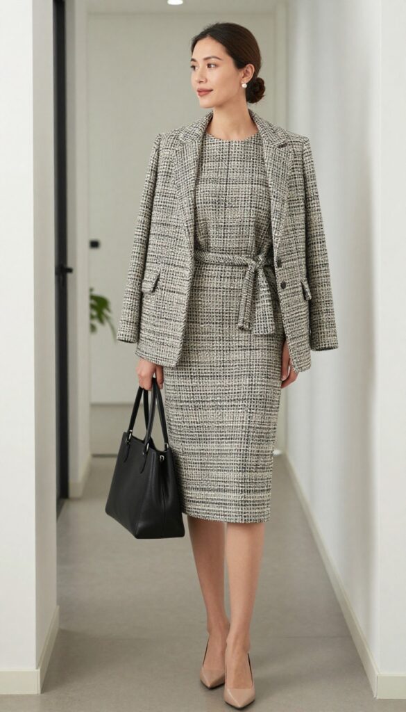 9. The High-Neck Dress with a Blazer