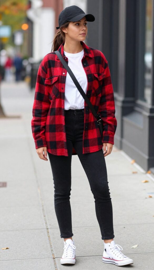 5. Flannel Shirt and Black Jeans