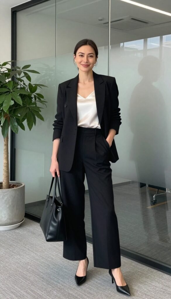 1. The Classic Black Blazer and Trousers