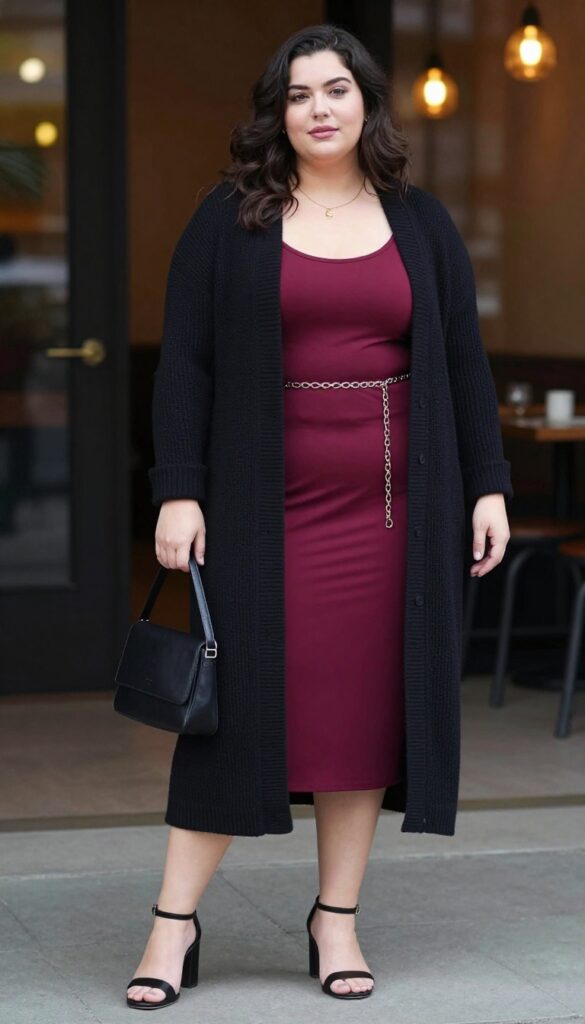5. Long Duster Cardigan with a Slip Dress