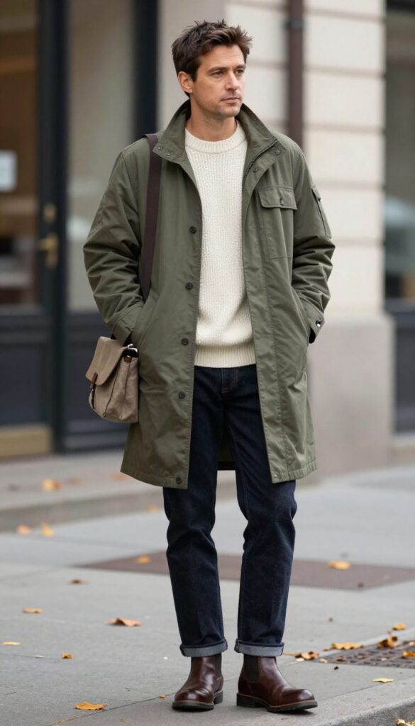 3. Chore Coat with Knit Sweater