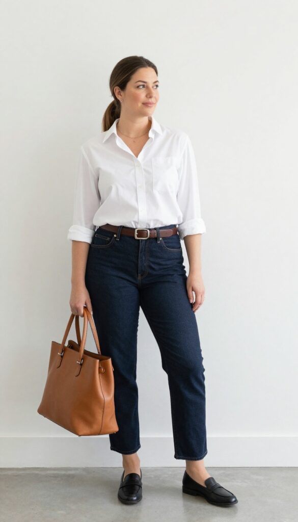 12. Straight-Leg Jeans with a Button-Down Shirt