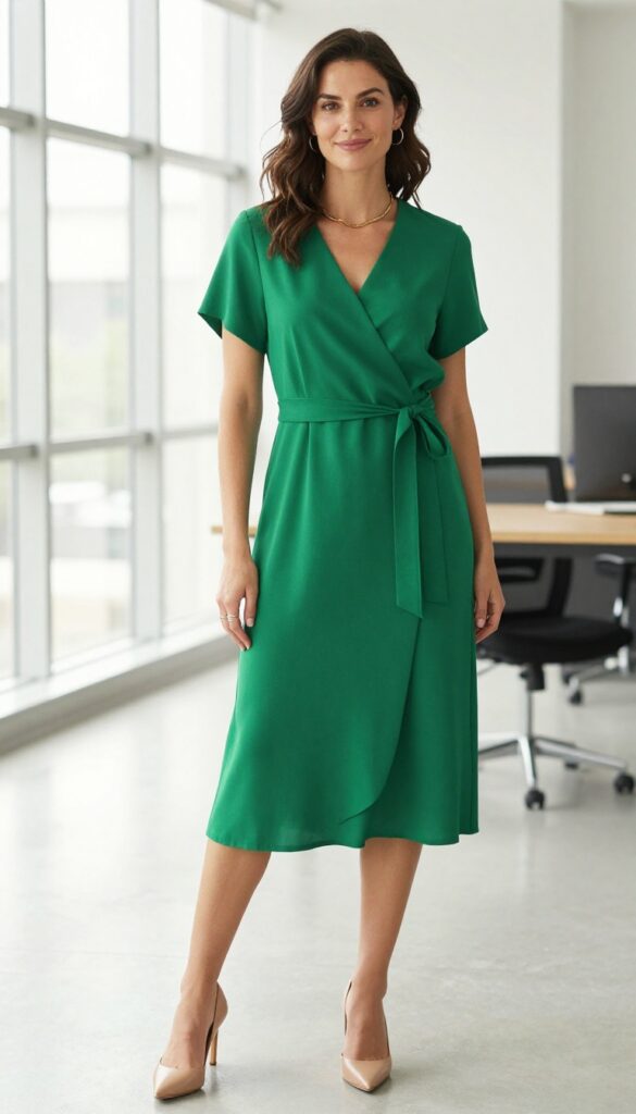 2. The Wrap Dress in a Rich Jewel Tone