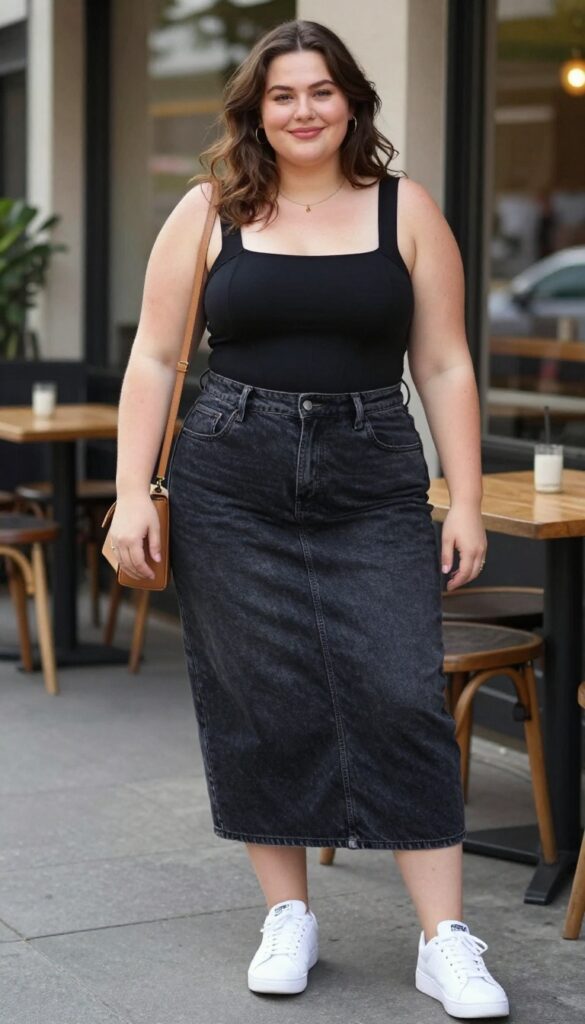 14. Corset with a Denim Skirt