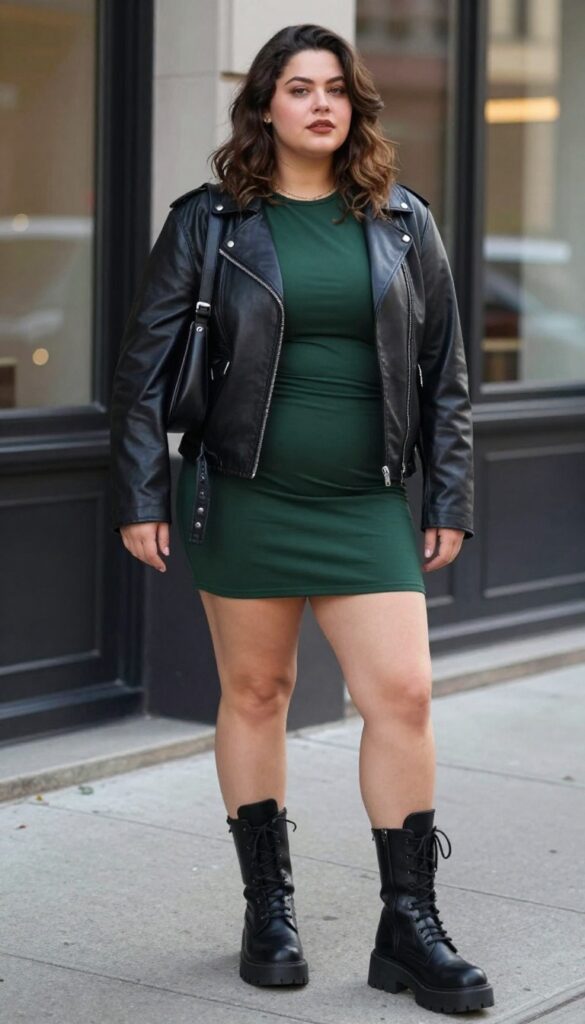 6. Leather Jacket Over a Slip Dress