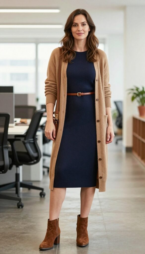 2. Knit Midi Dress with a Belt