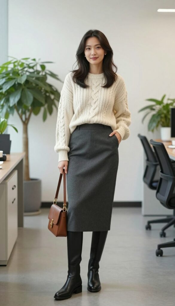 11. Chunky Sweater + Midi Pencil Skirt + Chelsea Boots