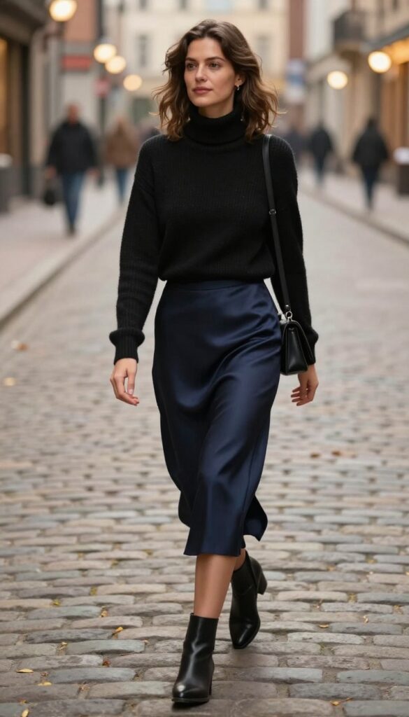 7. Turtleneck with a Slip Skirt
