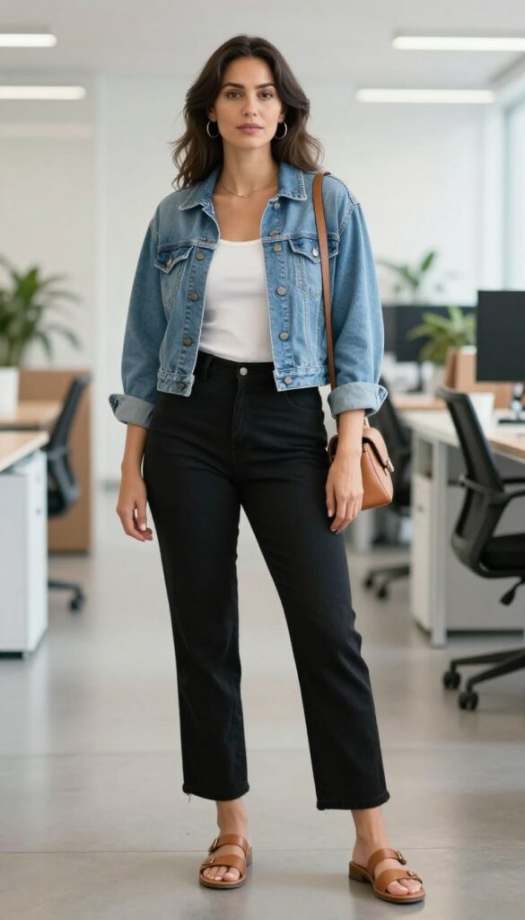 14. Denim Jacket and Midi Skirt