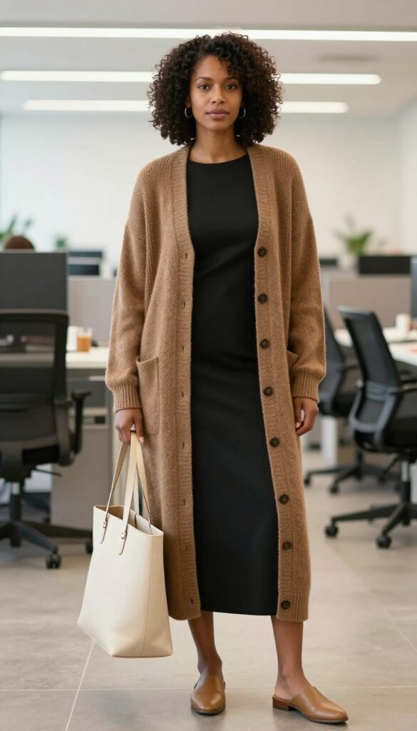 7. Cardigan + Slip Dress + Mules