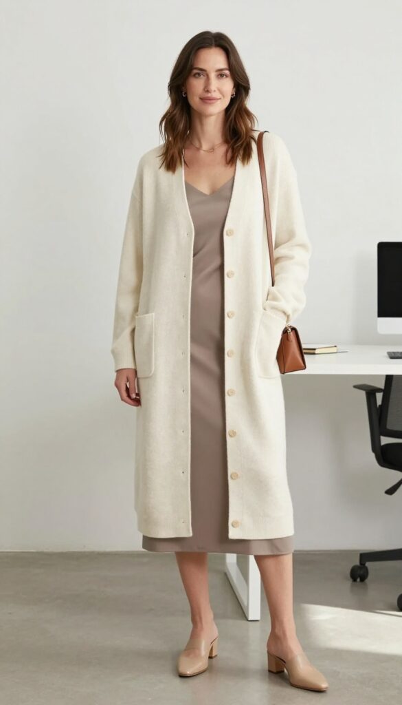 12. Cardigan Coat and Slip Dress