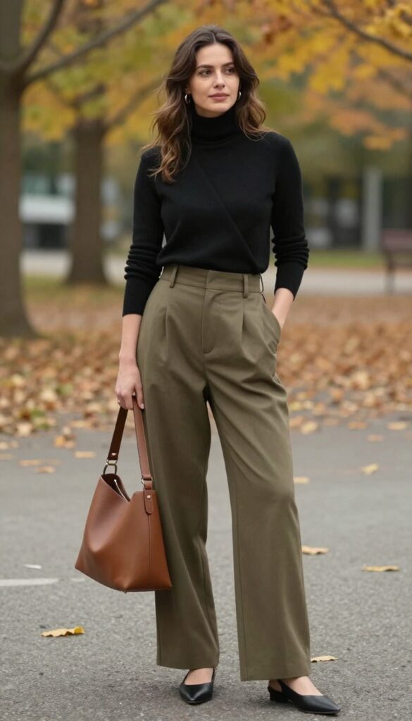 8. Cashmere Wrap with Wide-Leg Trousers