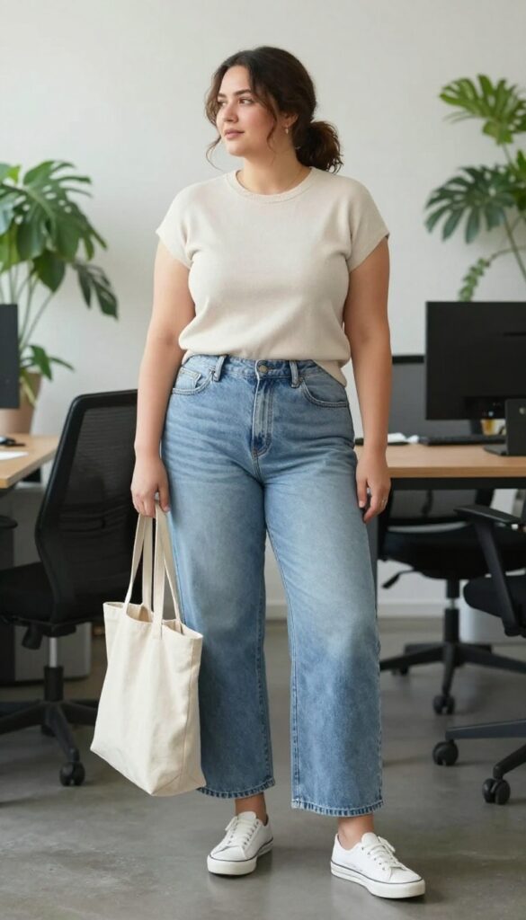 10. Cropped Wide-Leg Jeans with a Tunic Top
