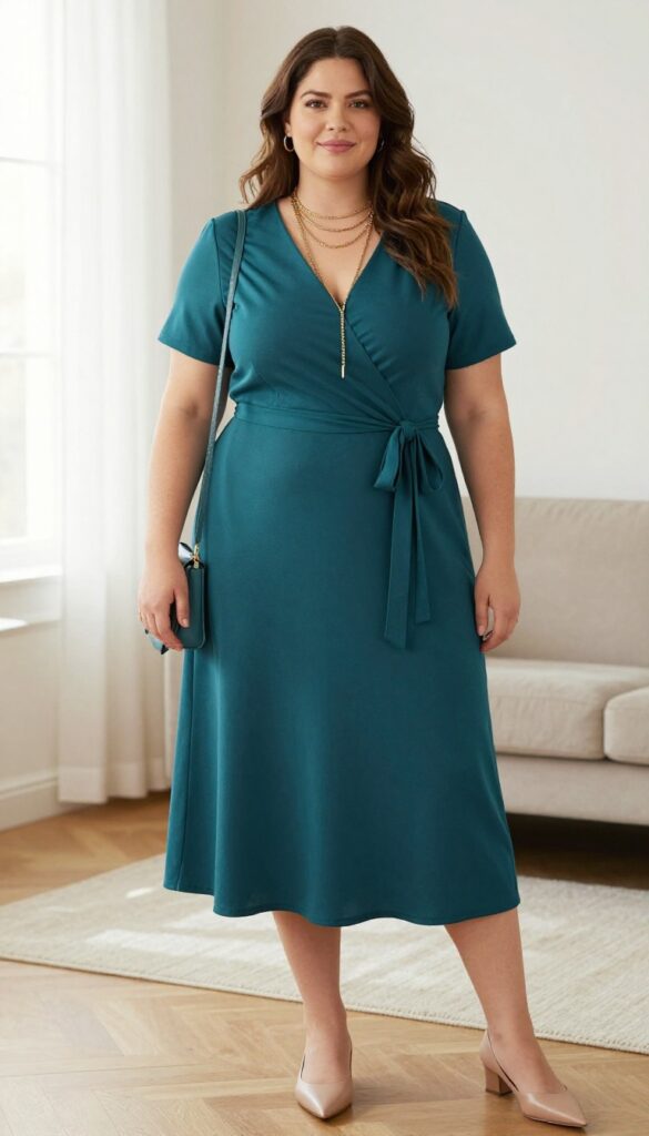 11. Layered Necklaces with a Simple Dress