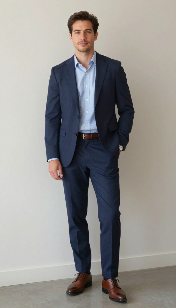 5. The Patterned Button-Down with Solid Suit