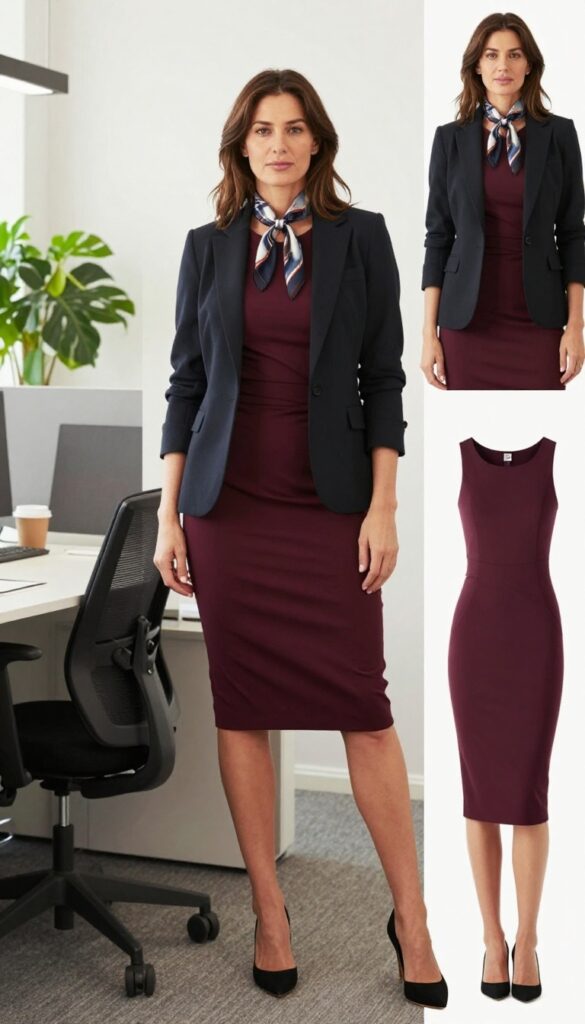 6. Blazer over a Sheath Dress