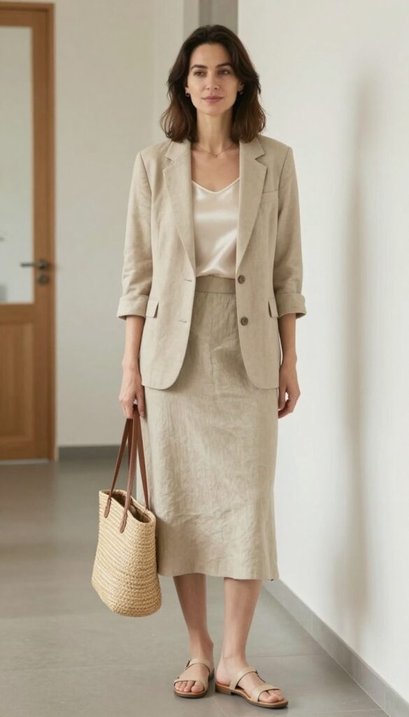 13. Button-Front Skirt + Silk Camisole