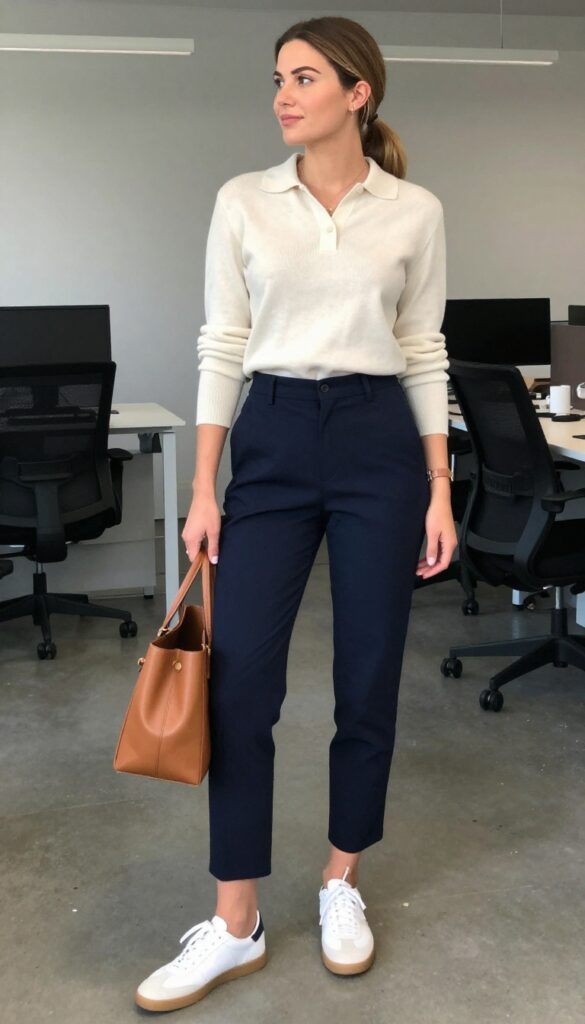 8. Knit Polo with Tailored Cropped Pants