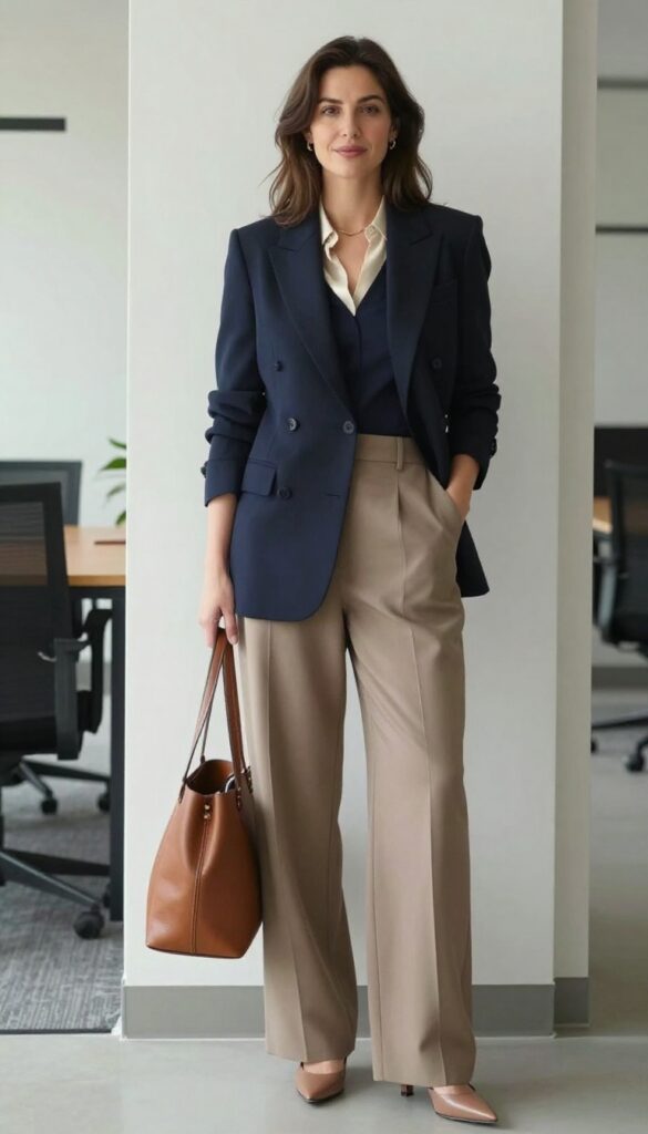 1. The Power Blazer with Wide-Leg Trousers