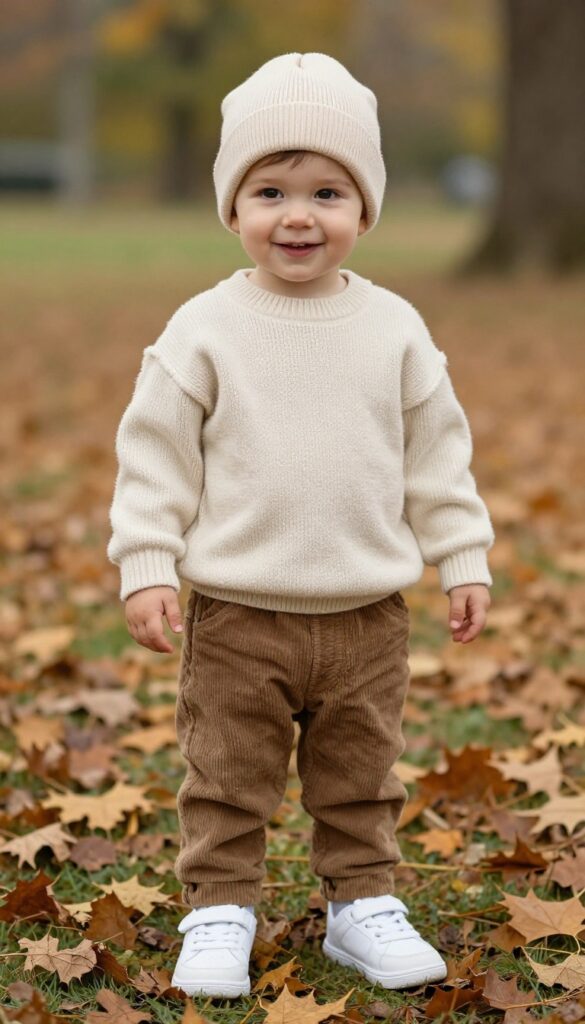 1. Chunky Knit Sweater and Corduroy Pants