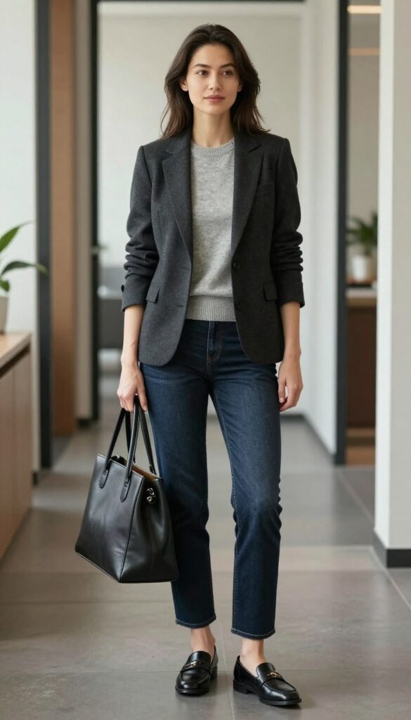 7. The Cashmere Sweater with Straight-Leg Jeans
