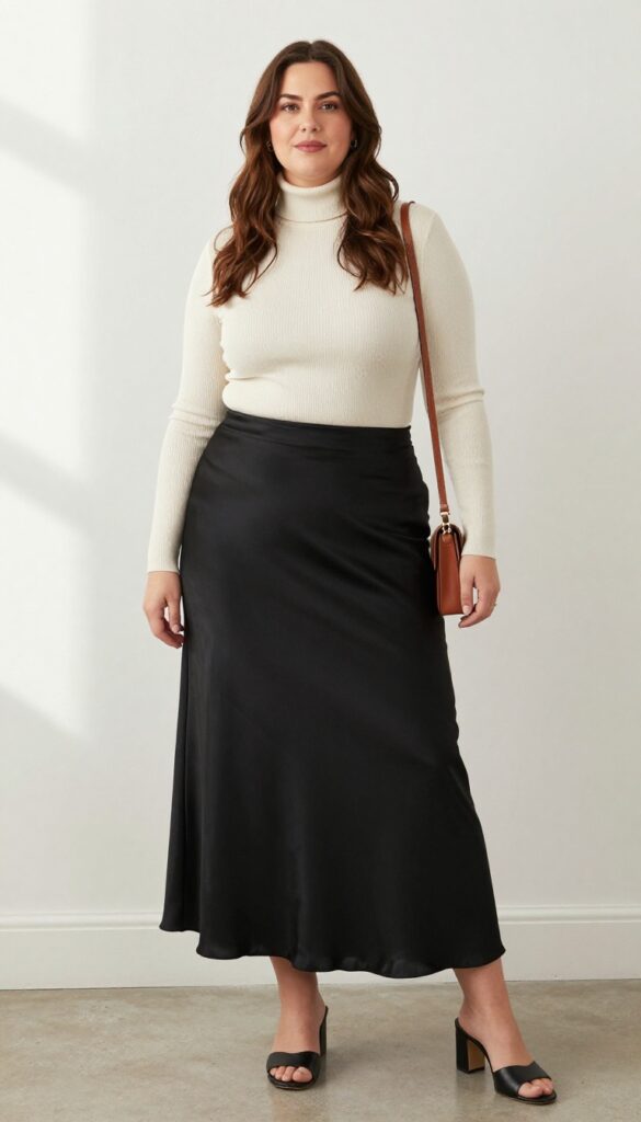 4. Slip Skirt with a Fitted Turtleneck