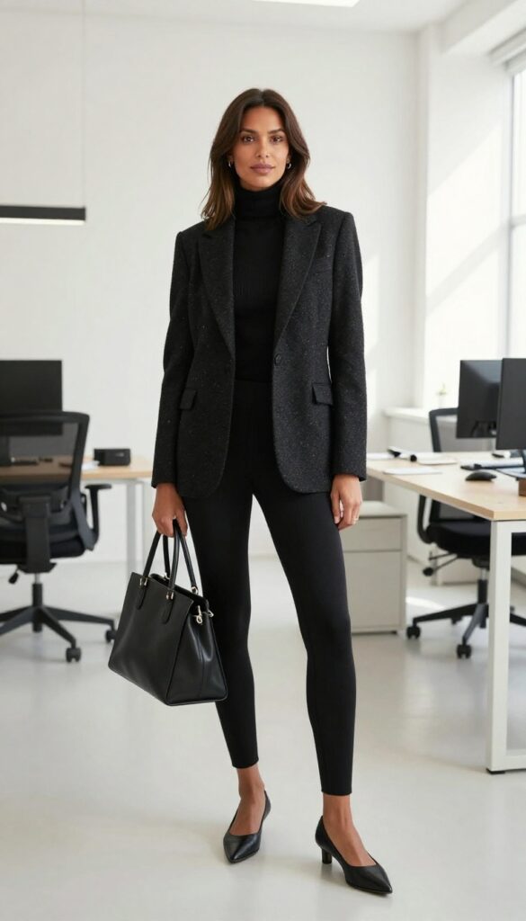 11. Monochrome Leggings Outfit: Sleek and Streamlined