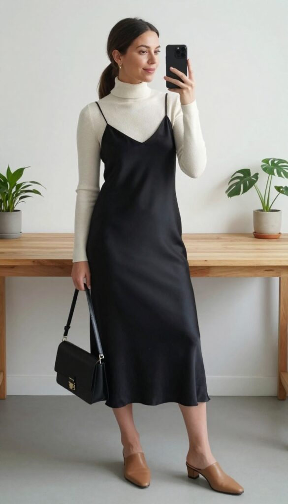 10. The Slip Dress with a Turtleneck Underneath
