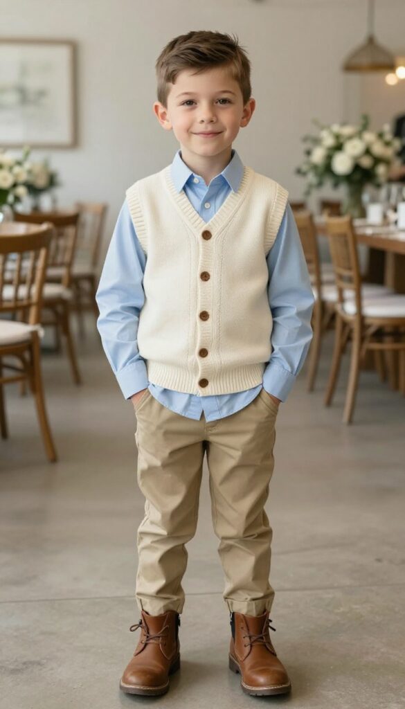 7. Knit Vest Over a Button-Down Shirt