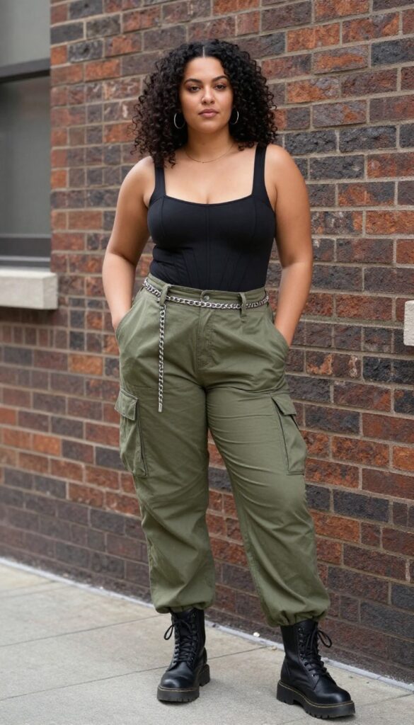 8. Corset as a Top with Cargo Pants