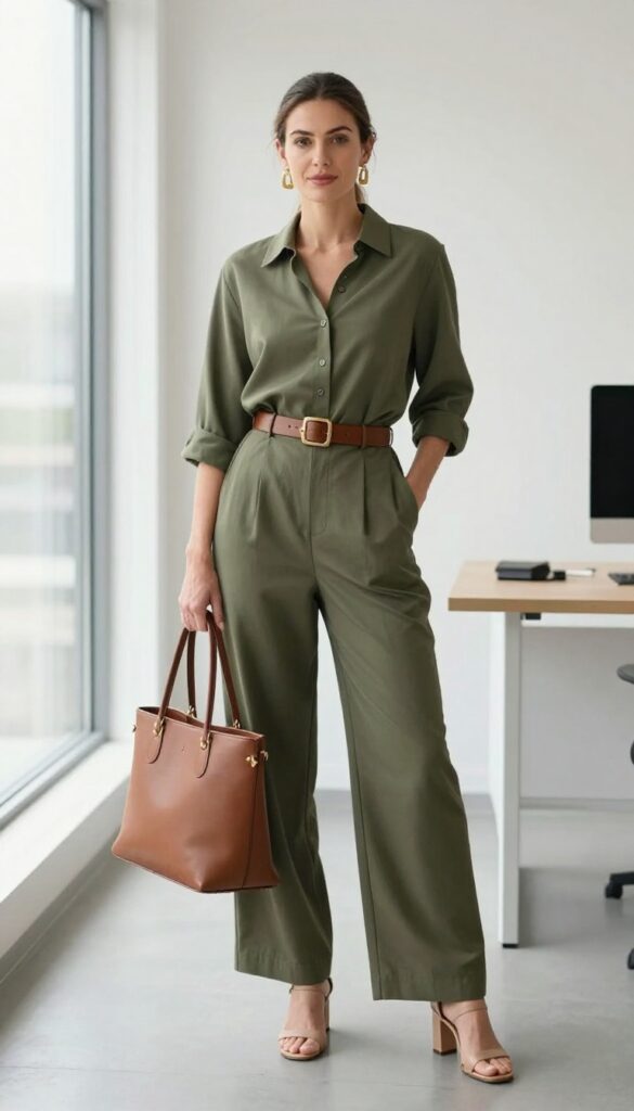 14. Jumpsuit + Statement Earrings + Heeled Sandals
