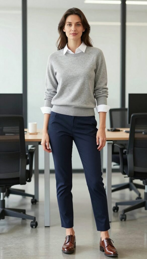 4. Layered Sweater Over a Collared Shirt