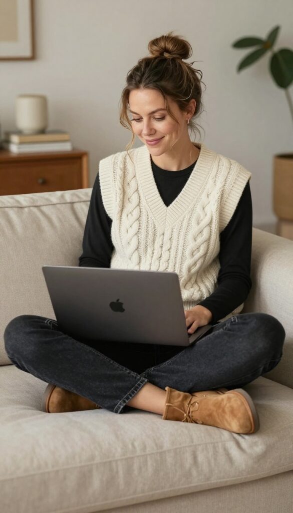 8. Knit Vest Over a Long-Sleeve Tee