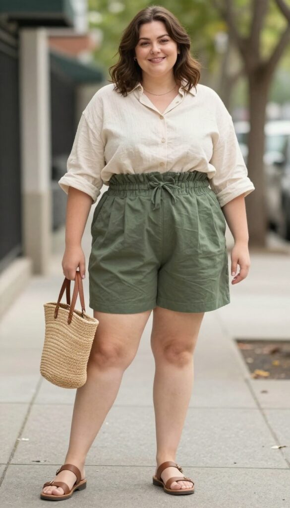 8. Paperbag Waist Shorts and a Linen Top