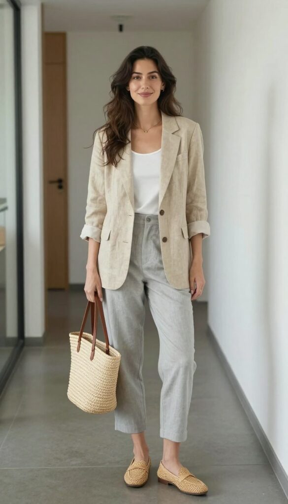 8. The Linen Blazer & Cropped Trousers