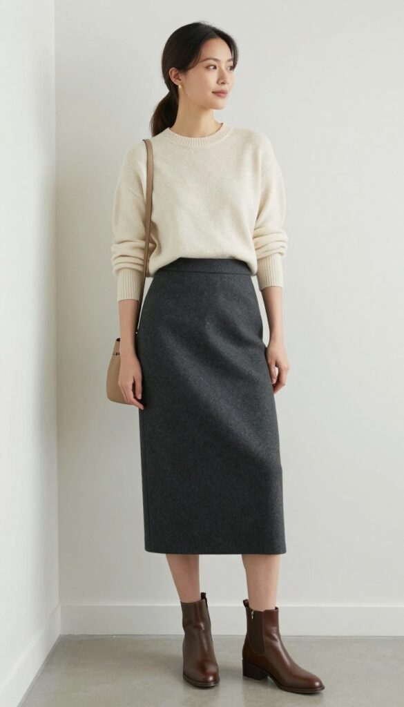 2. Midi Skirt with a Cozy Knit