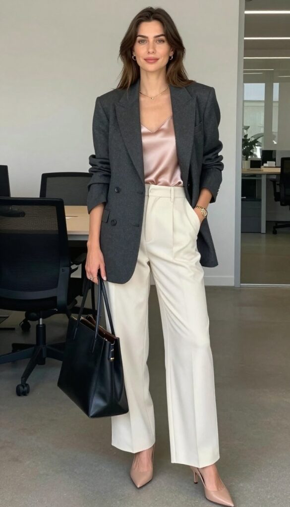 1. Tailored Blazer Vest with Wide-Leg Trousers