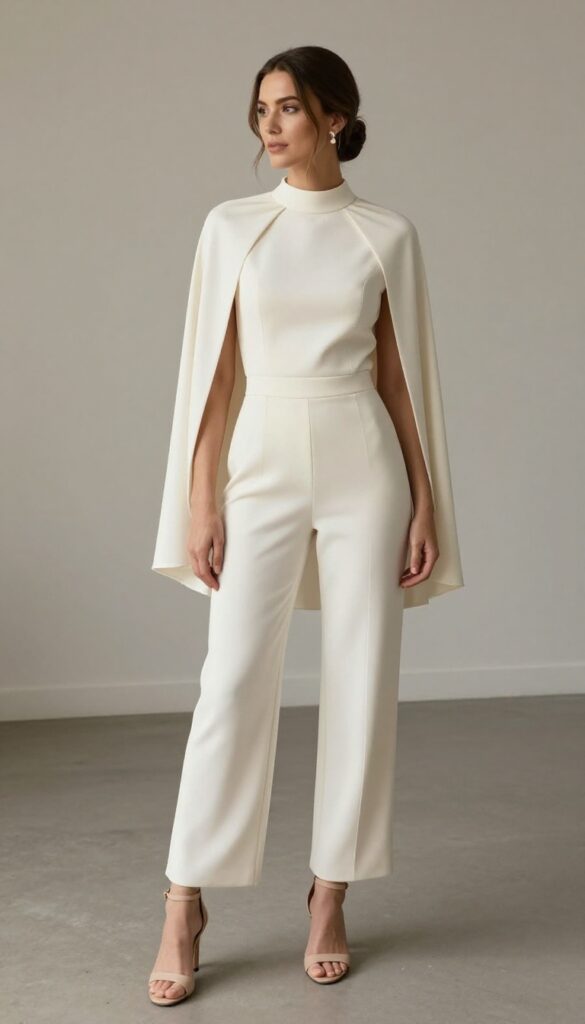 3. High-Neck Jumpsuit with a Cape Back