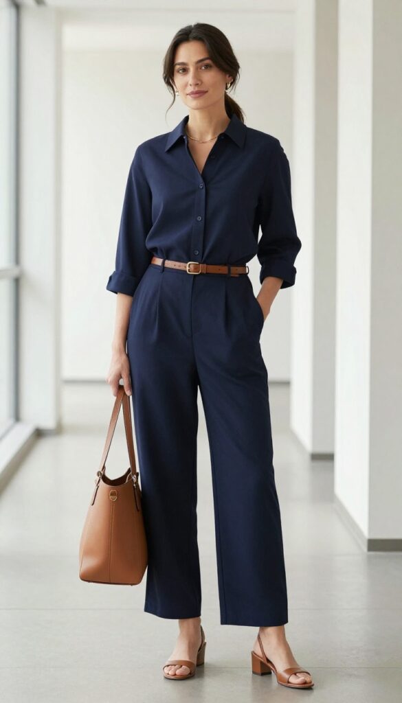 11. Jumpsuit with a Belt and a Jacket