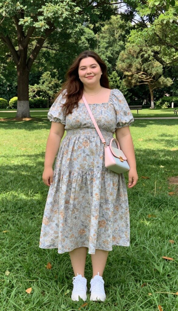 7. Babydoll Dress with Chunky Sneakers