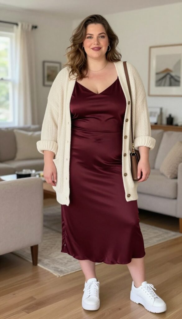 1. Slip Dress with a Chunky Cardigan