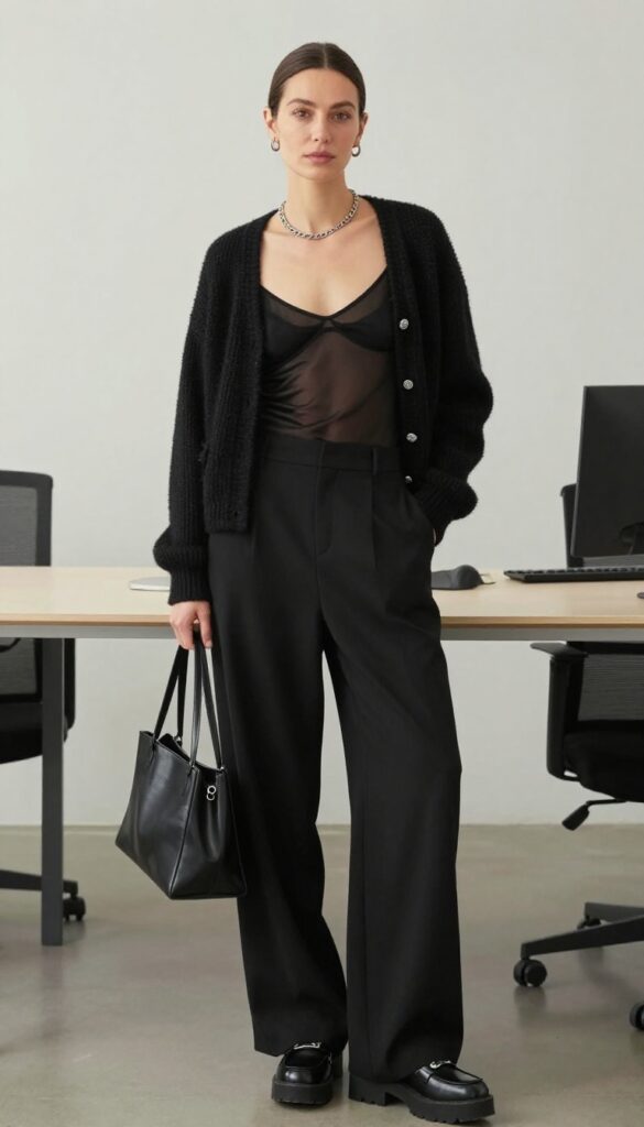13. The All-Black Layered Look with Texture