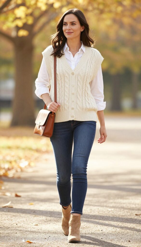 8. Knit Vest and Button-Down Shirt