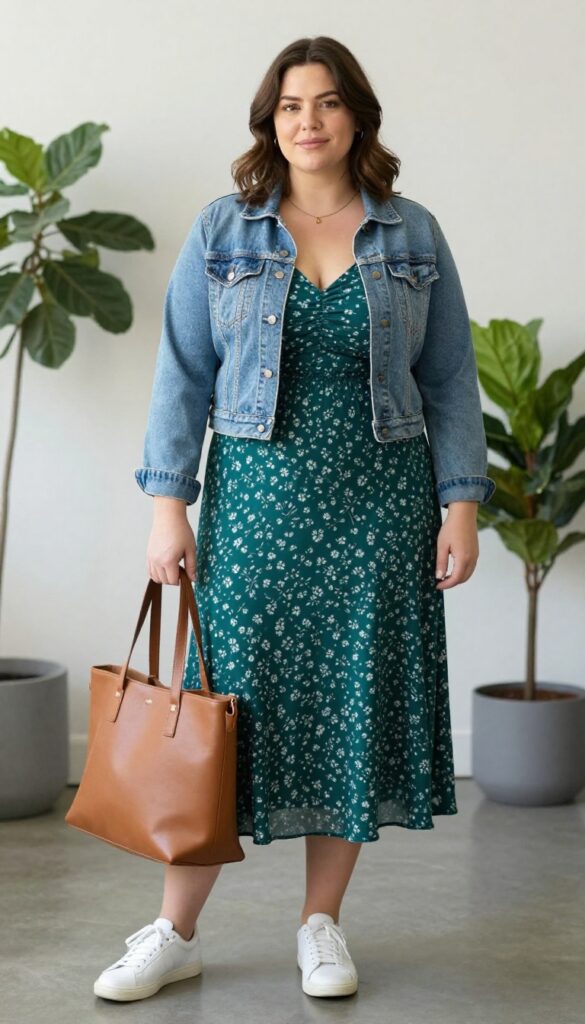 7. Fit-and-Flare Dress + Denim Jacket