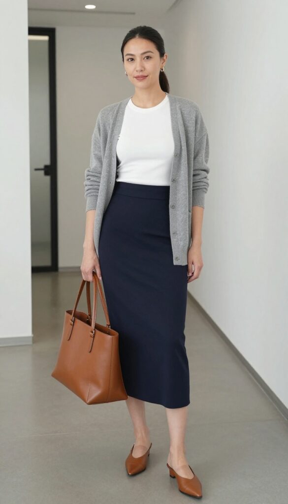 12. High-Waisted Skirt with a Crop Top (Office-Appropriate)