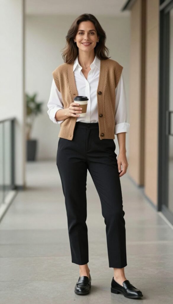 7. Knit Vest and Button-Down
