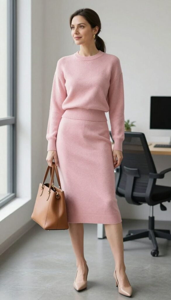 2. The Knit Set: Matching Sweater and Skirt