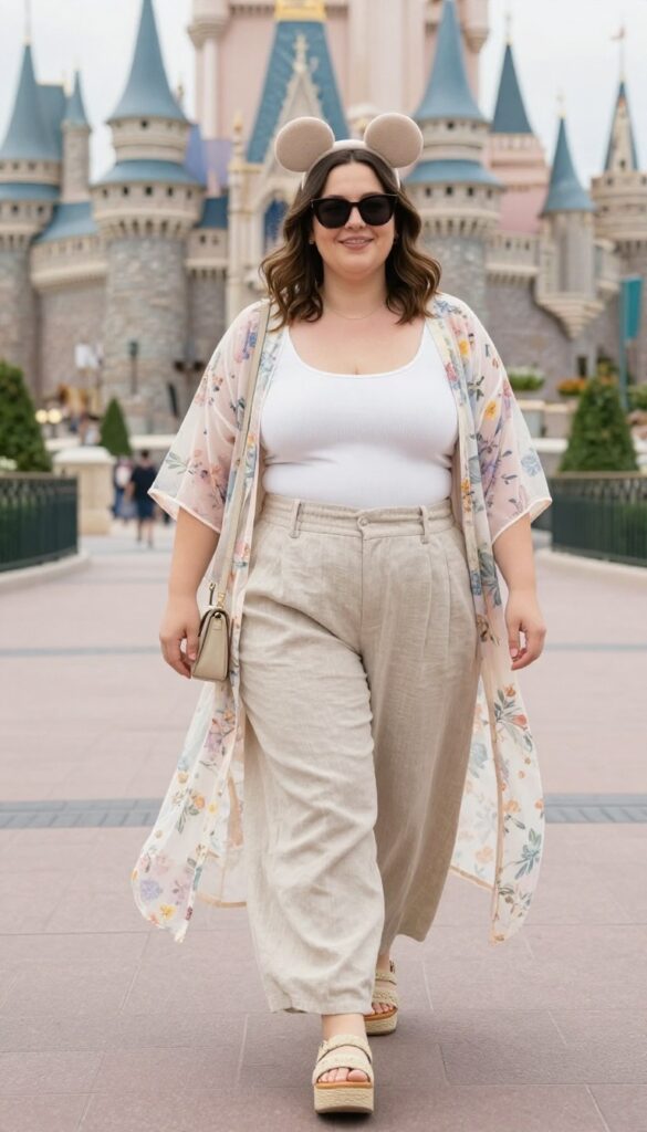 9. Wide-Leg Pants with a Bodysuit and Kimono
