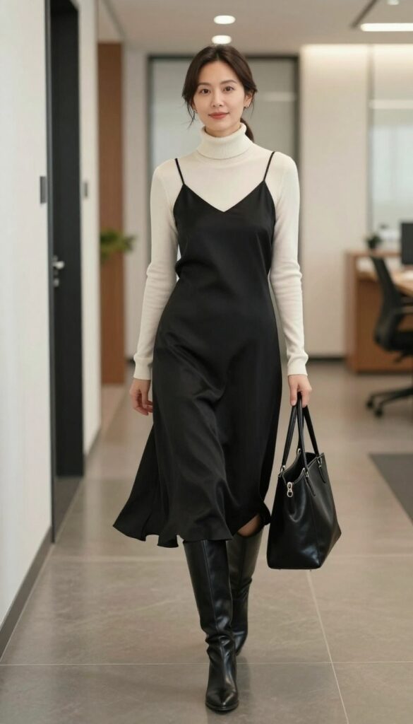 7. The Slip Dress with a Turtleneck Underneath